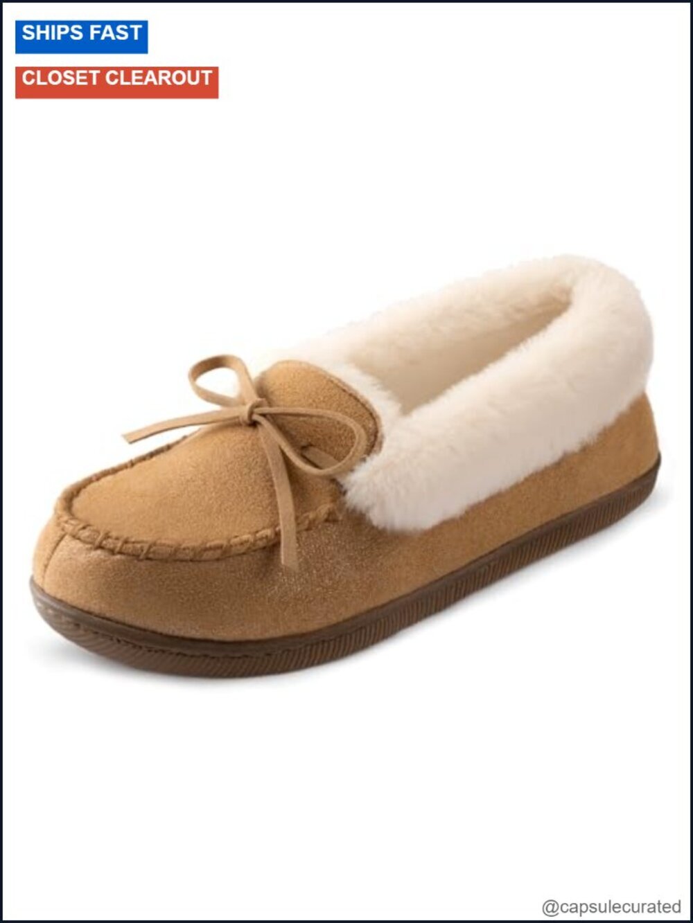 Glittered Mocc with Faux Fur Lining, Memory Foam, Rubber Sole, Machine Washable